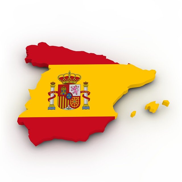 Carte avec drapeau d'Espagne
