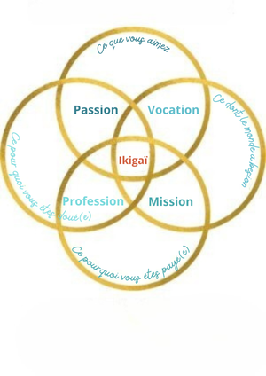 Schéma du diagramme de Venn de l'Ikigaï